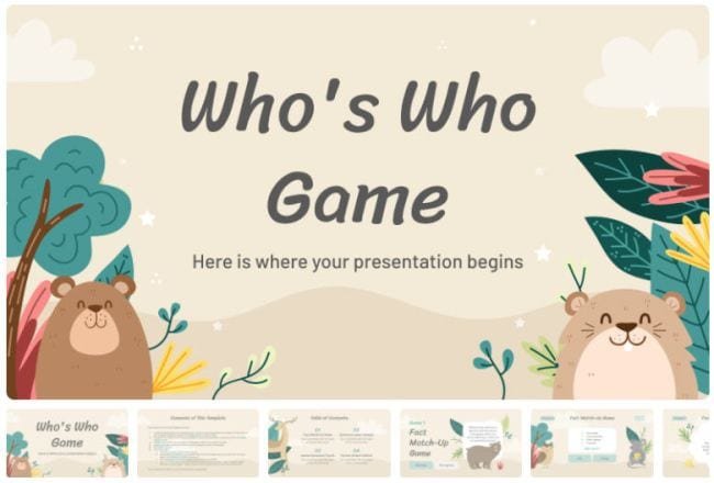 Who's Who Game Google Slides template for getting to know students in the classroom