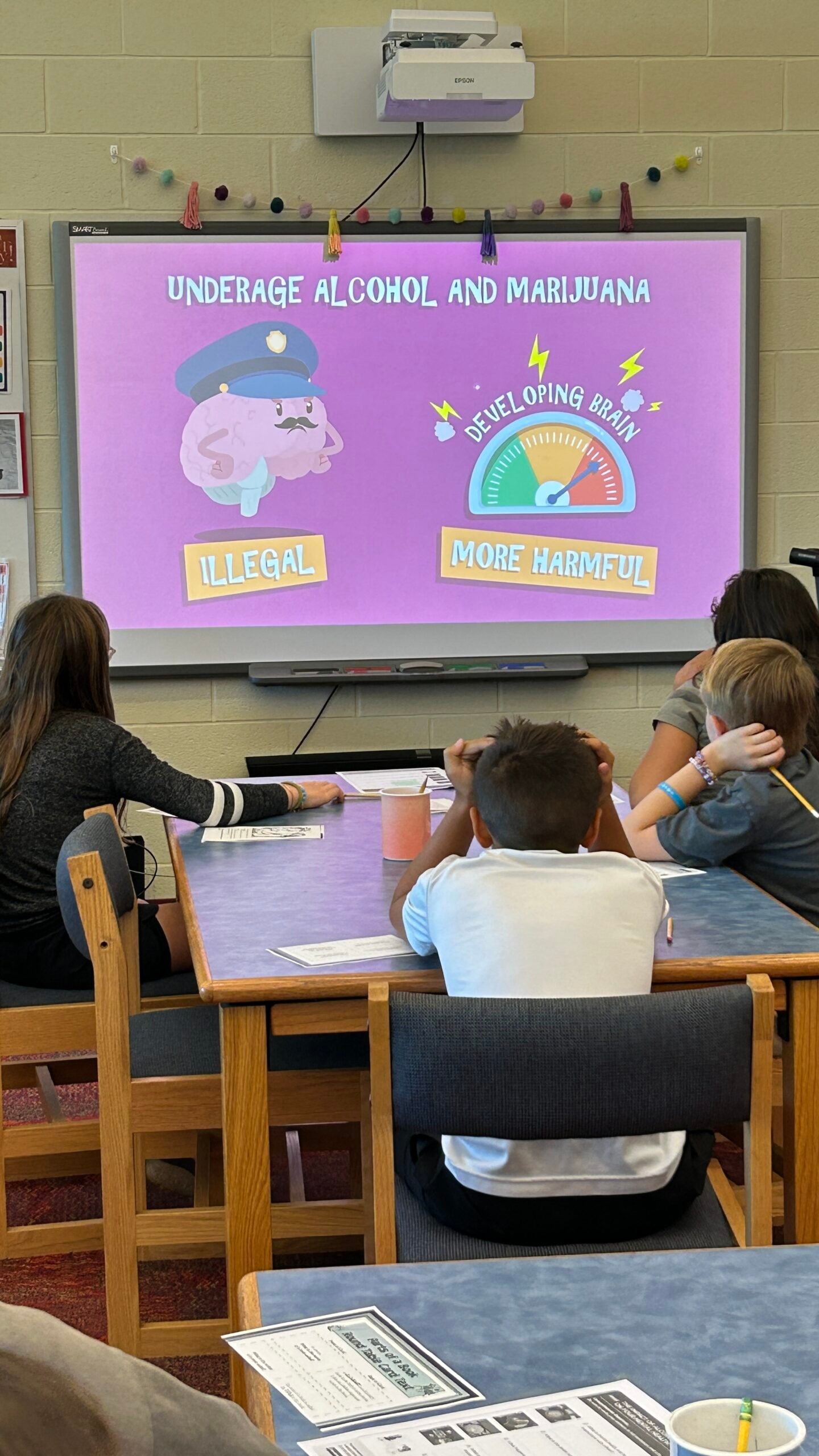 Image of students watching the Ask, Listen, Learn video