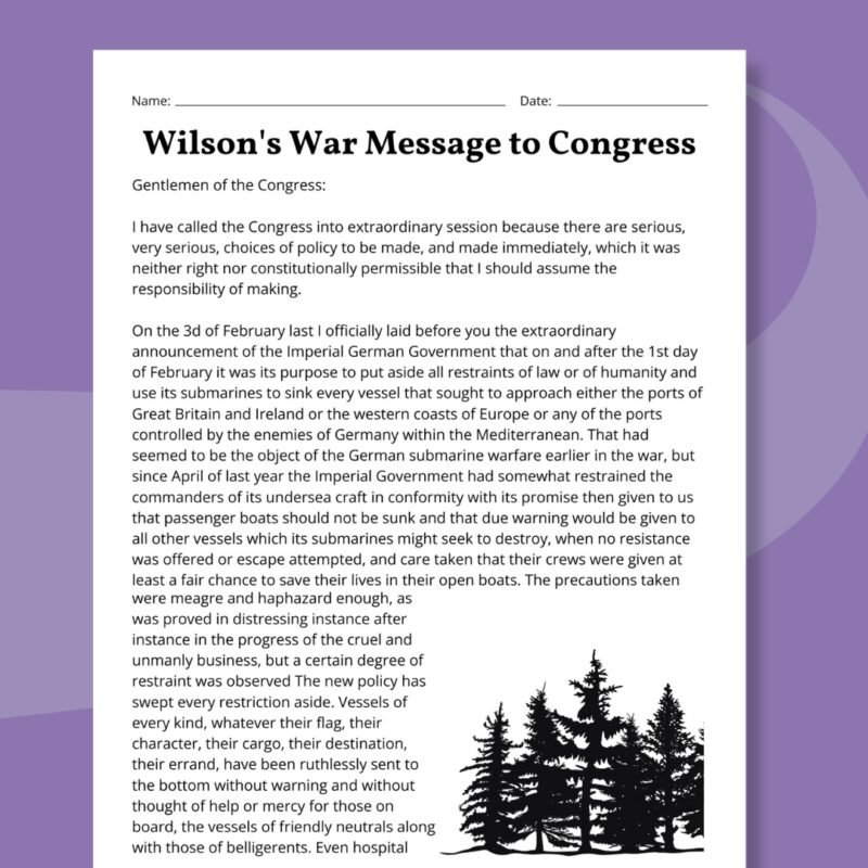 Woodrow Wilson's War Message to Congress