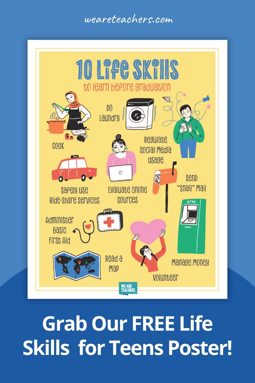 10 life skills for teens poster