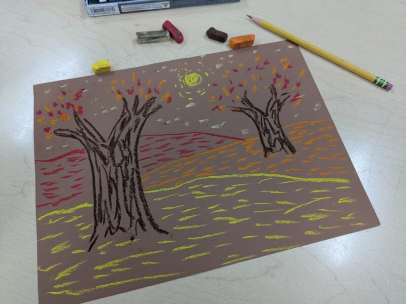 fall art projects Van Gough fall landscape example