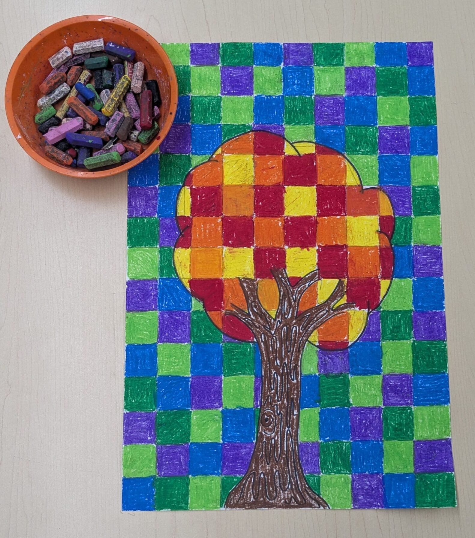 fall art projects fall grid tree example