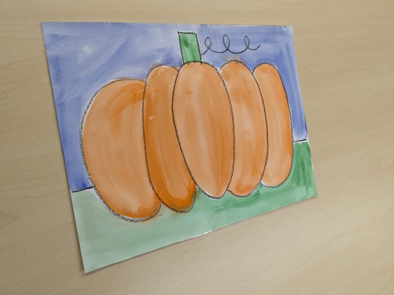 fall art projects watercolor pumpkin example