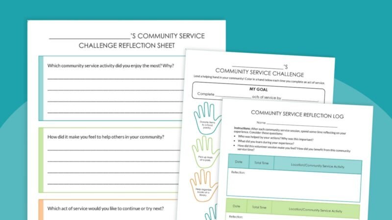 free printable community service log bundle preview