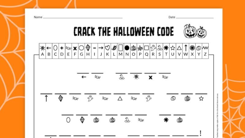 Flat lay of Halloween Secret Code