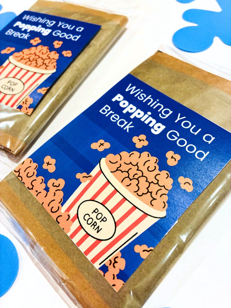 holiday gift tag example for a student gift that say wishing you a popping good break