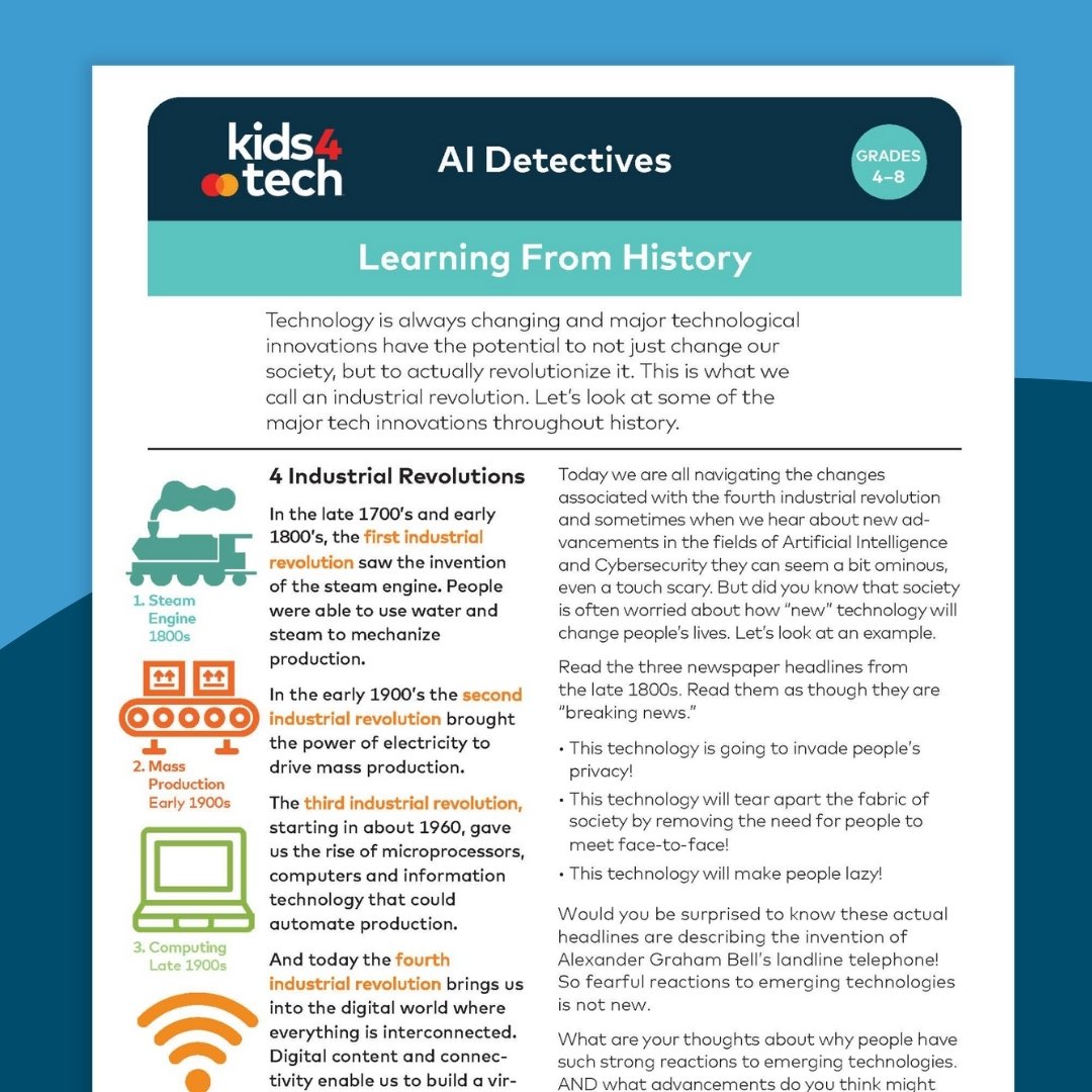 Image of the Learning Through History page of the AI for good lesson plan