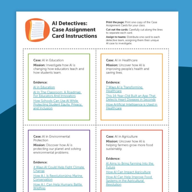 Image of the AI for good task cards