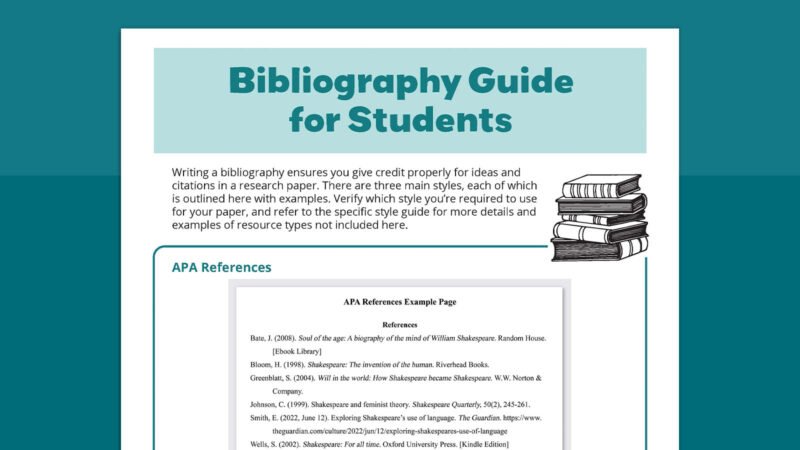 Cover of printable bibliography writing guide.