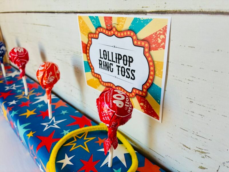 a carnival game for kids: lollipop ring toss