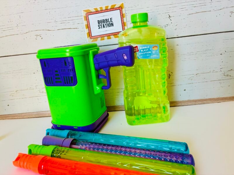 a carnival game for kids: bubble station