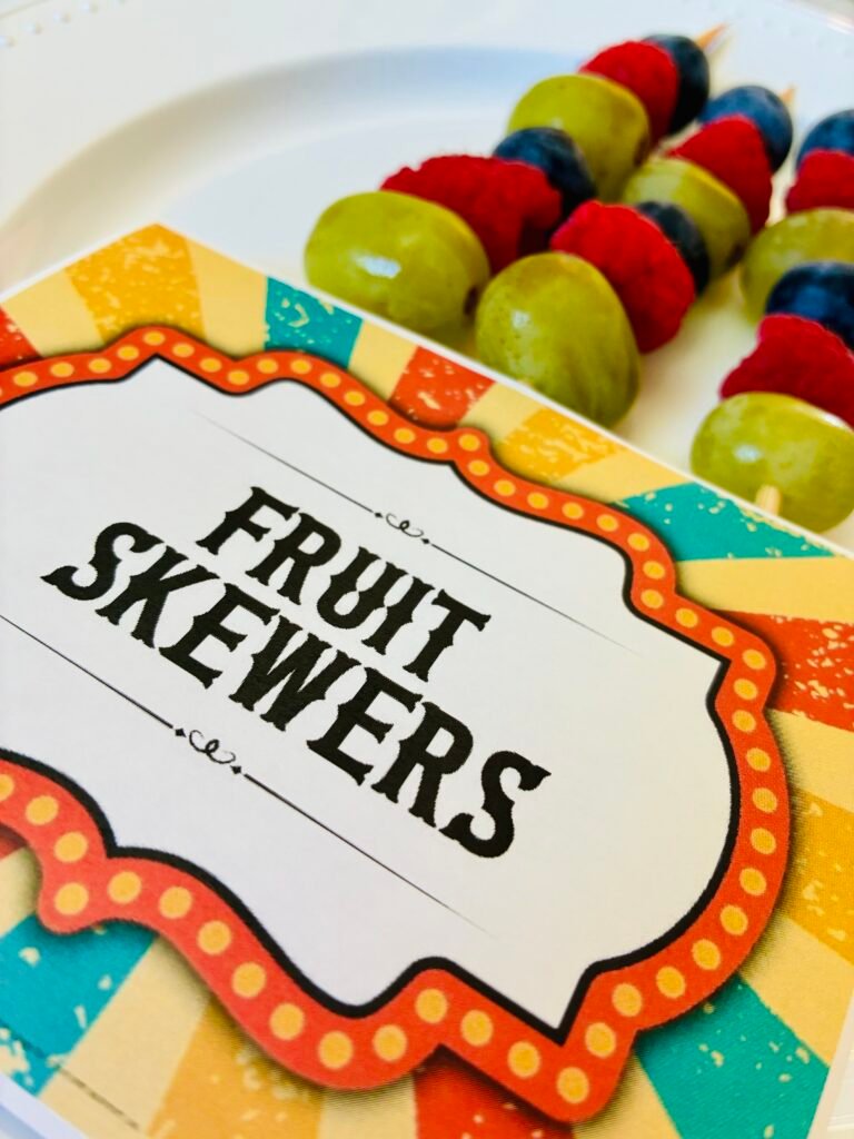 a carnival game for kids: fruit skewers