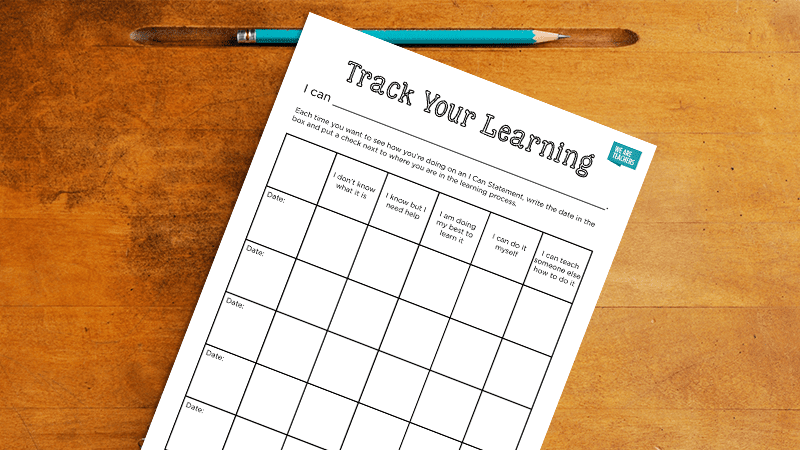 Track Your Learning printable worksheet