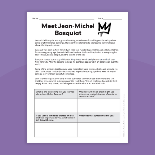 Jean-Michel Basquiat reading passage with comprehension questions