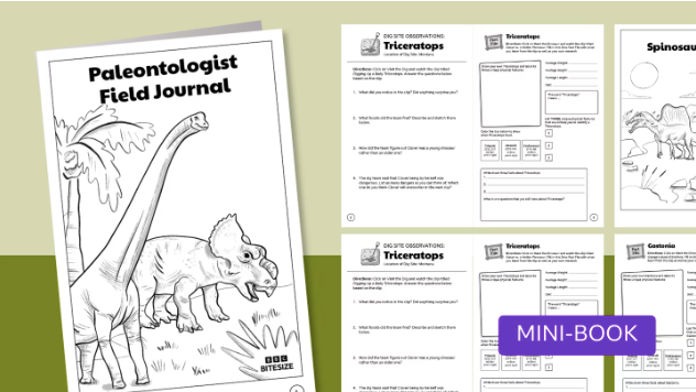 Walking With Dinosaurs Field Journal cover and sample pages