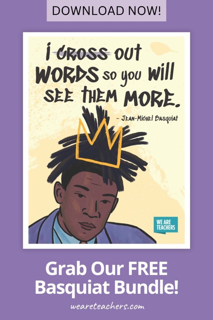 Jean-Michel Basquiat printable resources for kids pinterest pin