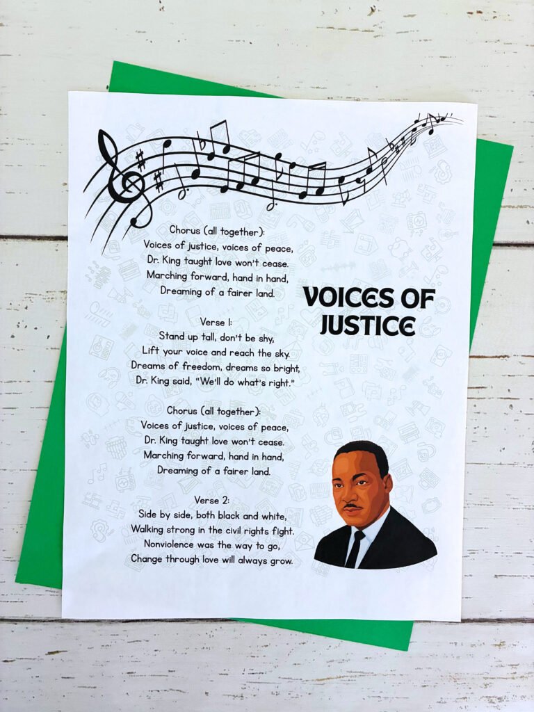 the lyrics to a student created song about Martin Luther King Jr.
