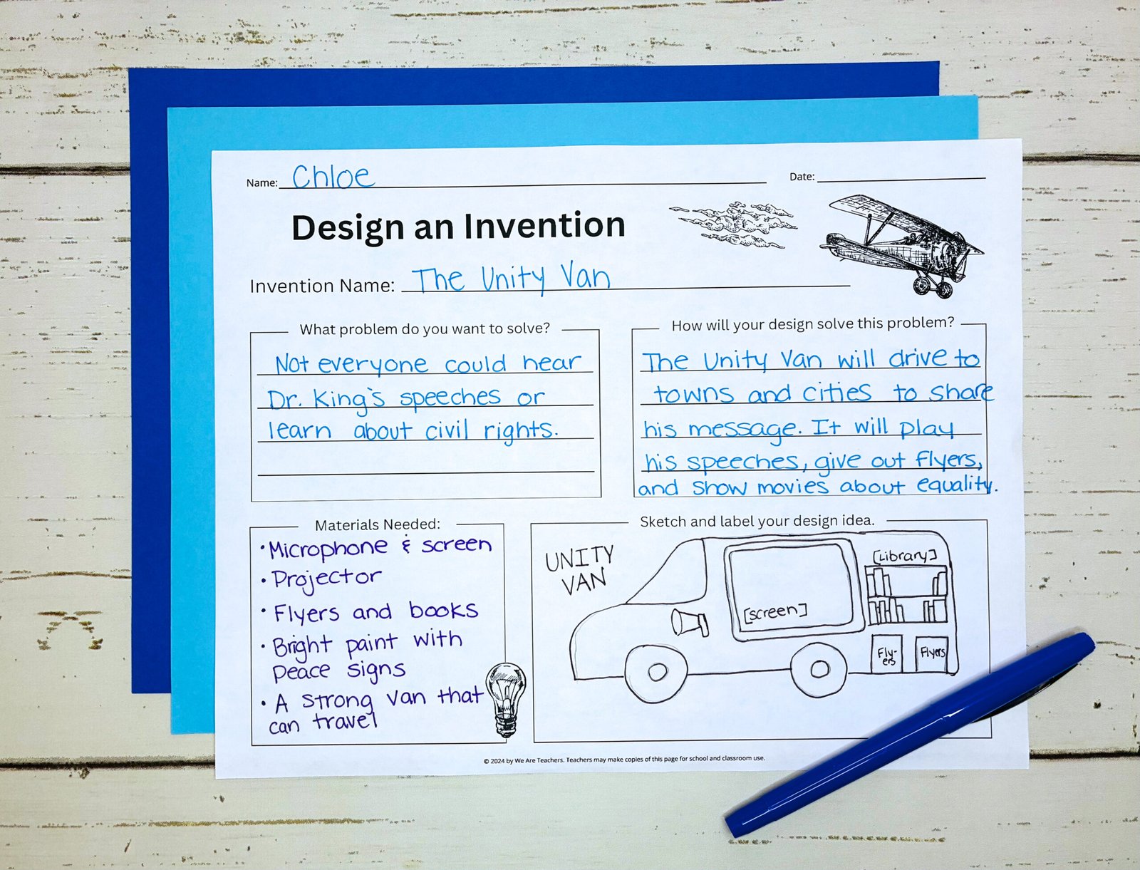 design an invention worksheet in honor of Martin Luther King Jr.