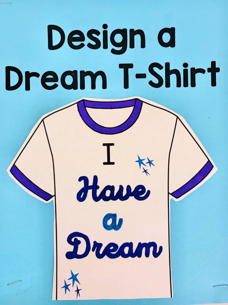 a blue paper with a paper t-shirt design that has the words 