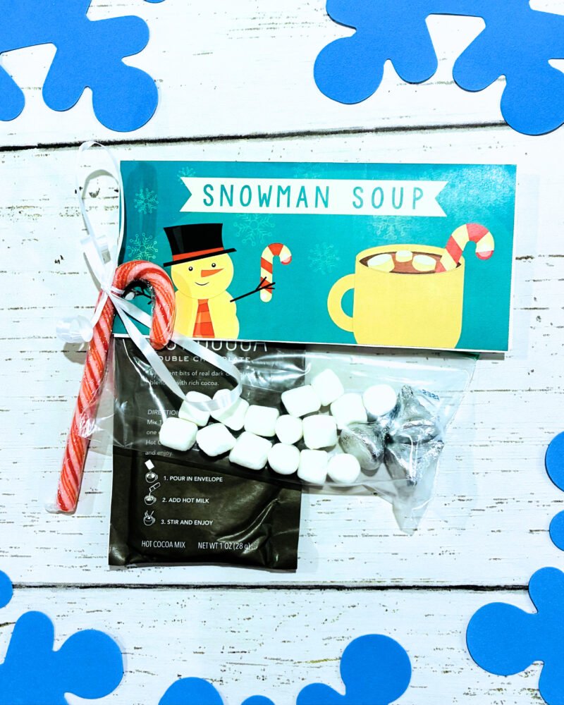 holiday gift tag example for a student craft gift called snowman soup