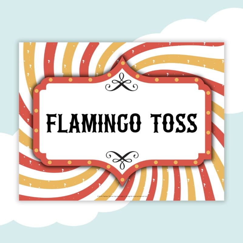 flamingo toss carnival sign