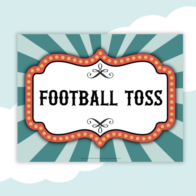 football toss carnival station sign