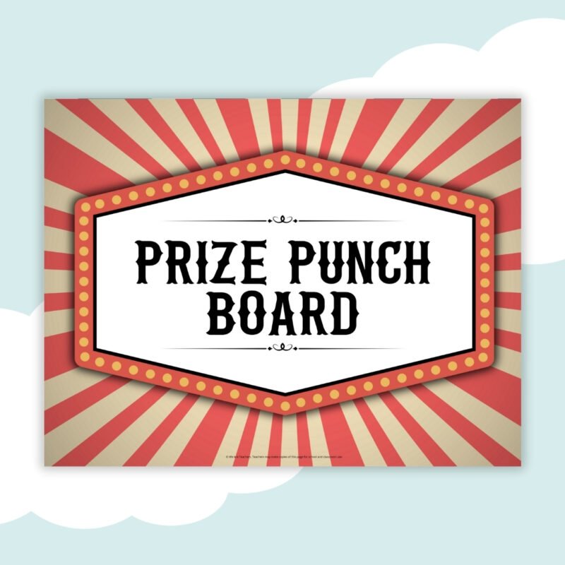 prize punch board station sign