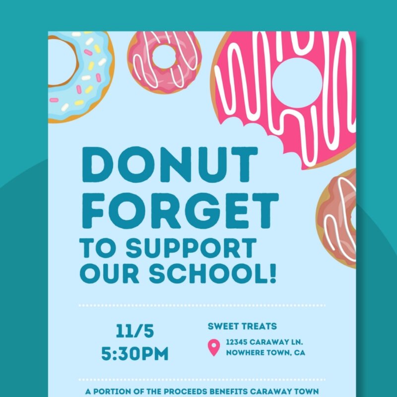 Donut fundraiser restaurant flyer template