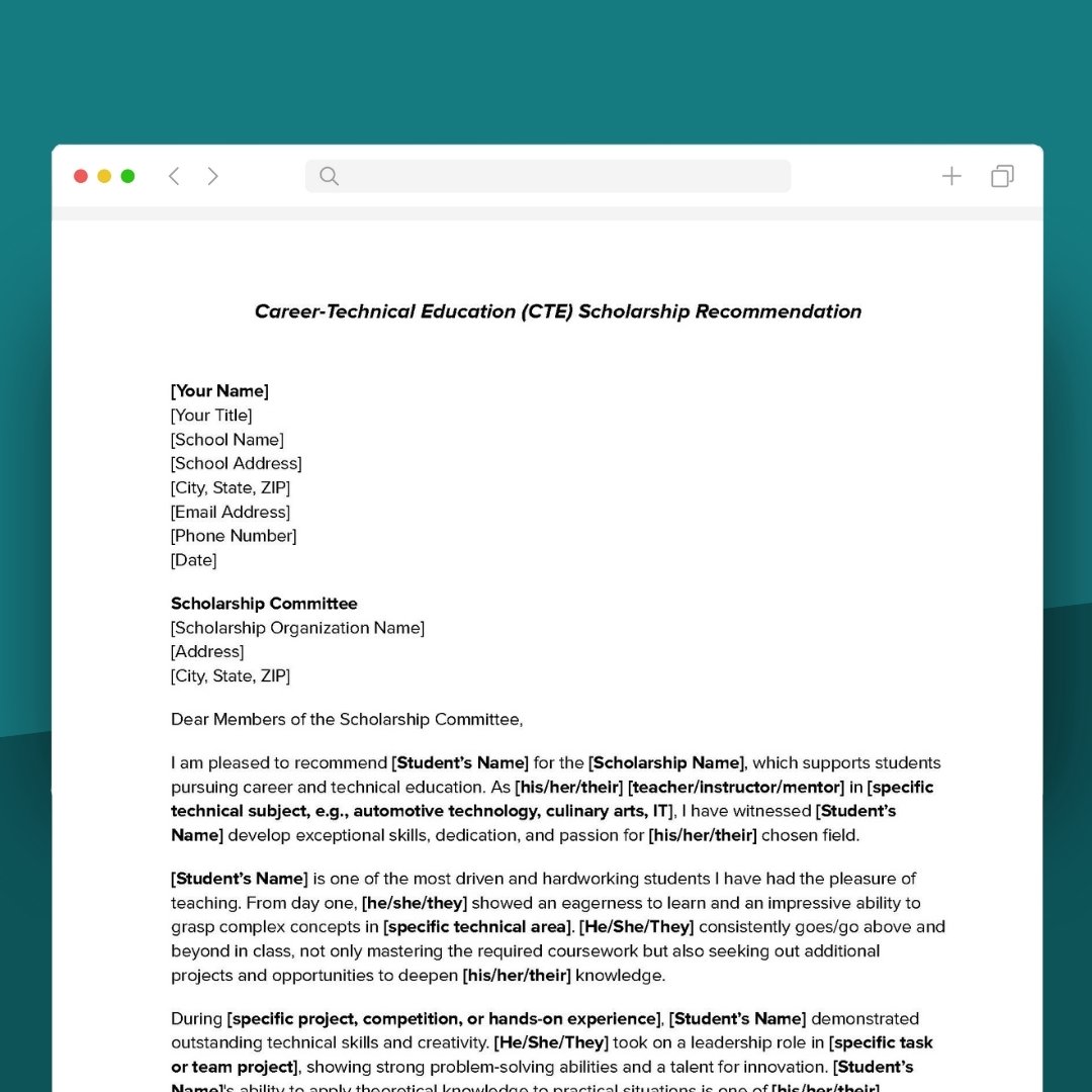 Career-Technical Education (CTE) Scholarship Recommendation Career-Technical Education (CTE) Scholarship Recommendation