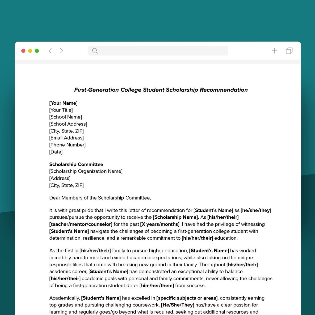 First-Generation College Student Scholarship Recommendation First-Generation College Student Scholarship Recommendation