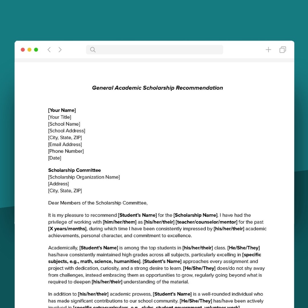 Academic Scholarship Recommendation Letter Sample Academic Scholarship Recommendation Letter Sample