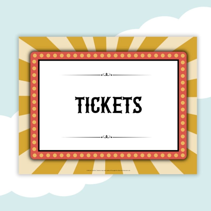 tickets school carnival sign