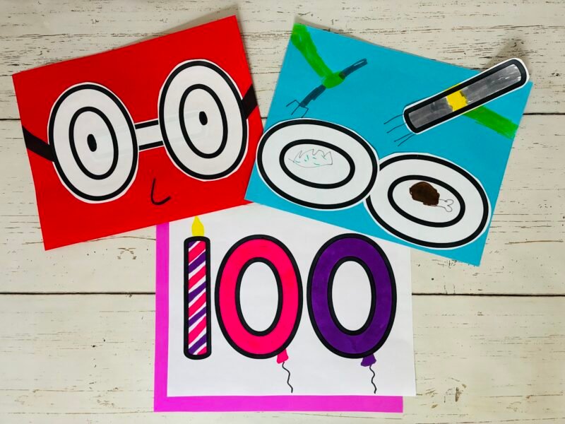 three pieces of paper that have the number 100 turned into number art