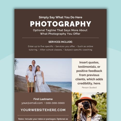 an image of an editable photography flyer template for teachers
