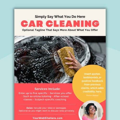 an image of an editable car cleaning flyer template for teachers