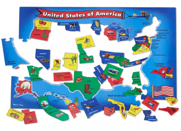 51 piece floor puzzle of the USA