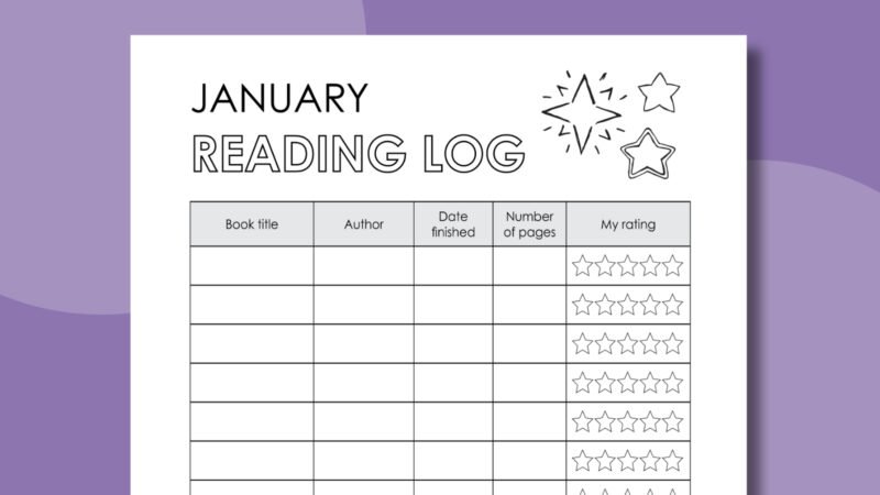 an image of a January reading log printable