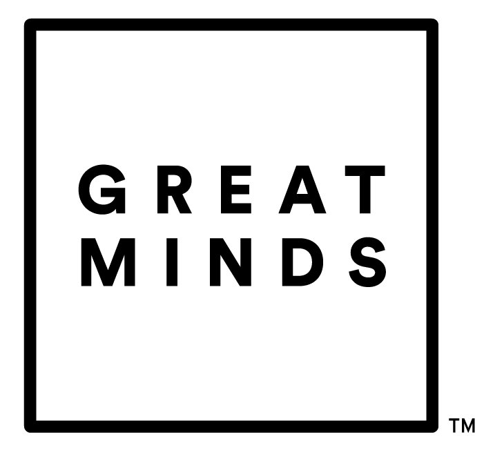 Great Minds Logo Great Minds logo showing company name in black on a white background, surrounding by a black square