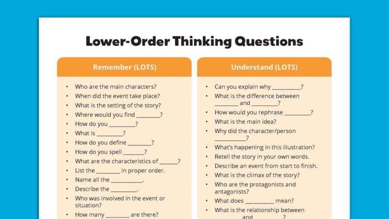 Higher-Order Thinking Questions Sheet