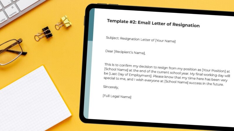 Teacher Resignation Letter 3 (1) Teacher resignation letter on tablet.