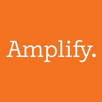 Amplify Logo Logo for the company Amplify, showing the word Amplify. on an orange background