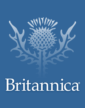 Encyclopedia Britannica logo Encyclopedia Britannica logo on a blue background