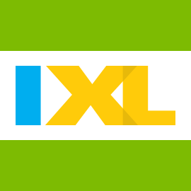 IXL Logo IXL logo in blue and yellow letters, on a white and green background
