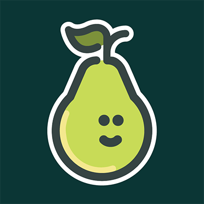 Pear Deck Tutor Logo Pear Deck Tutor logo of a pear on a dark background