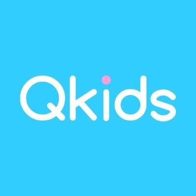 Qkids logo Qkids logo on a light blue background