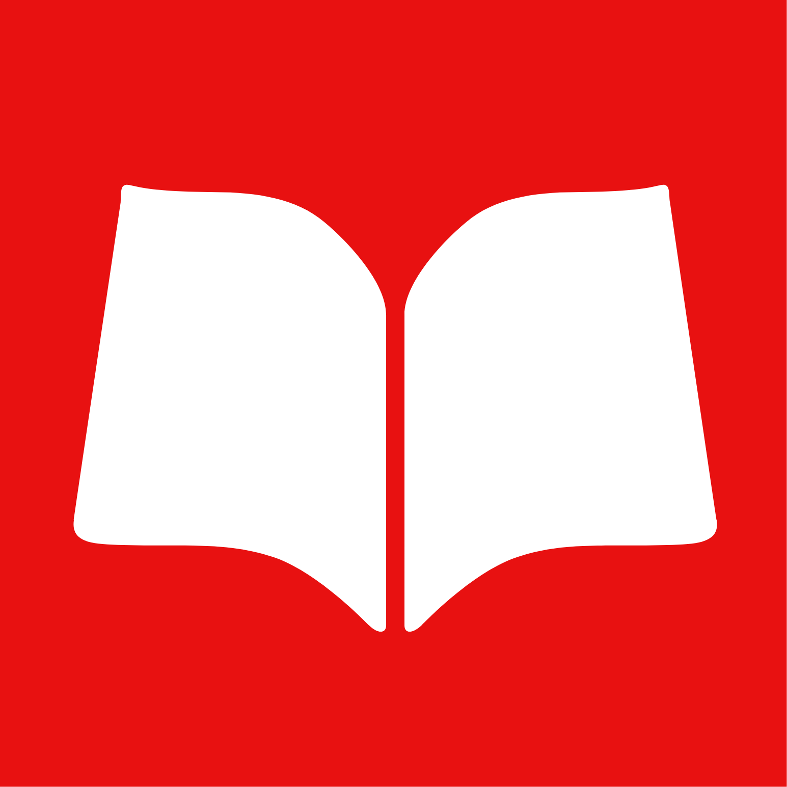 Scholastic logo Scholastic logo showing a stylized open blank book on a red background