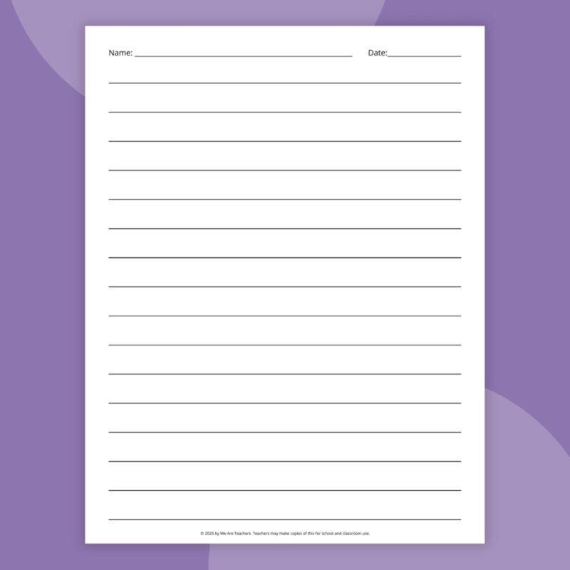 an image of a primary lined paper printable example