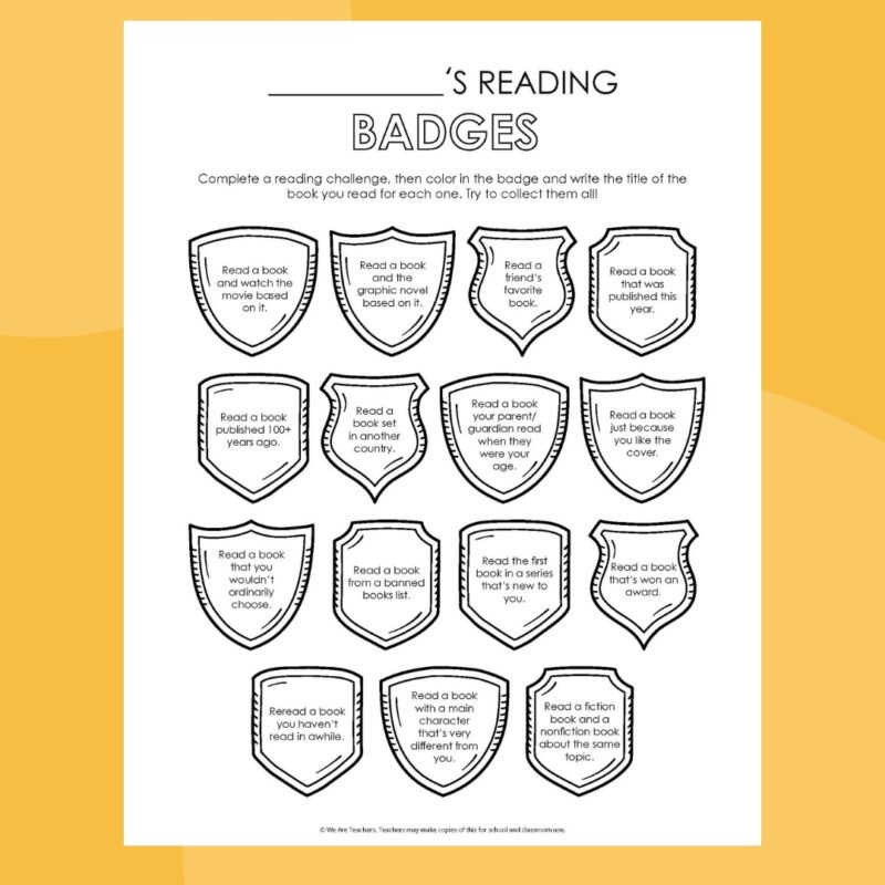 book challenge worksheet