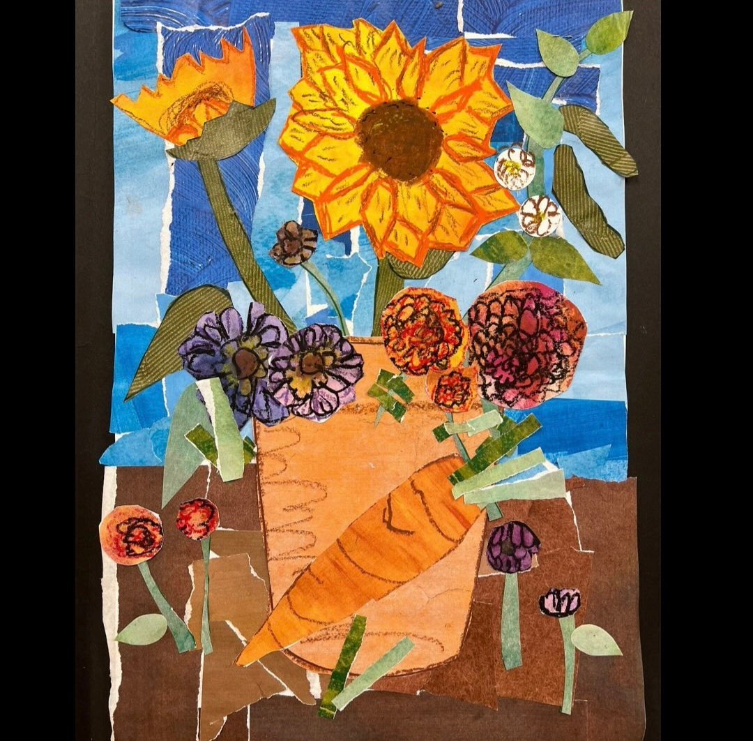 Sunflower mixed media collage