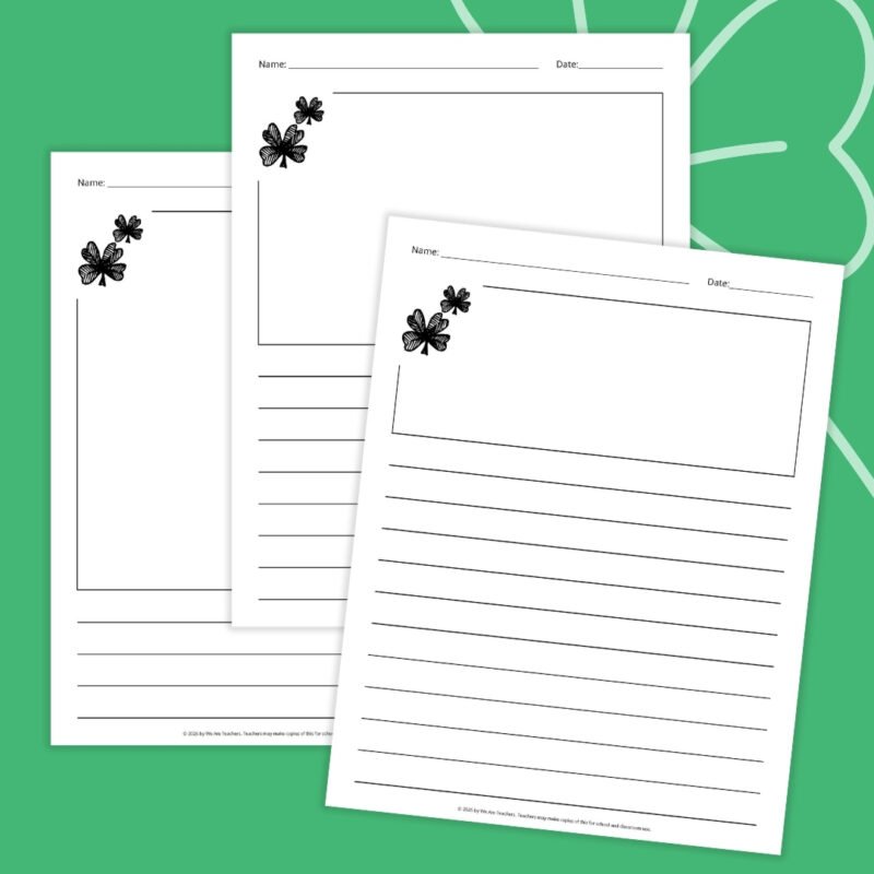 examples of st patricks day writing paper with shamrock image 